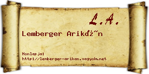 Lemberger Arikán névjegykártya